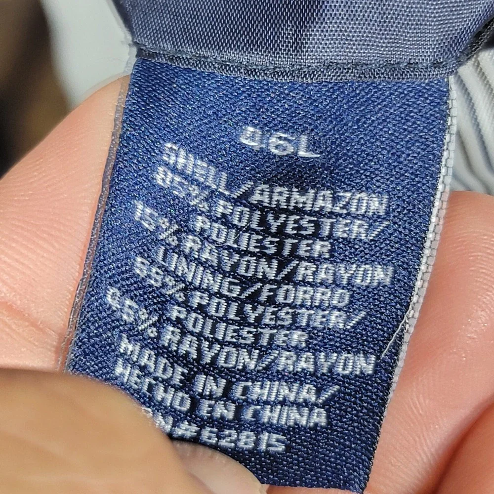 Stafford Essentials Men's Sport Coat Blazer Two Button Navy Blue‎ Poly Blend 46L